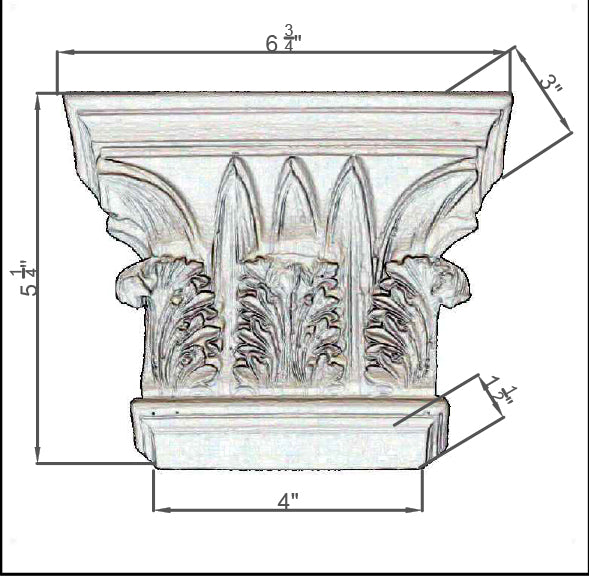 Leaf Flat Pilaster Capital 4"