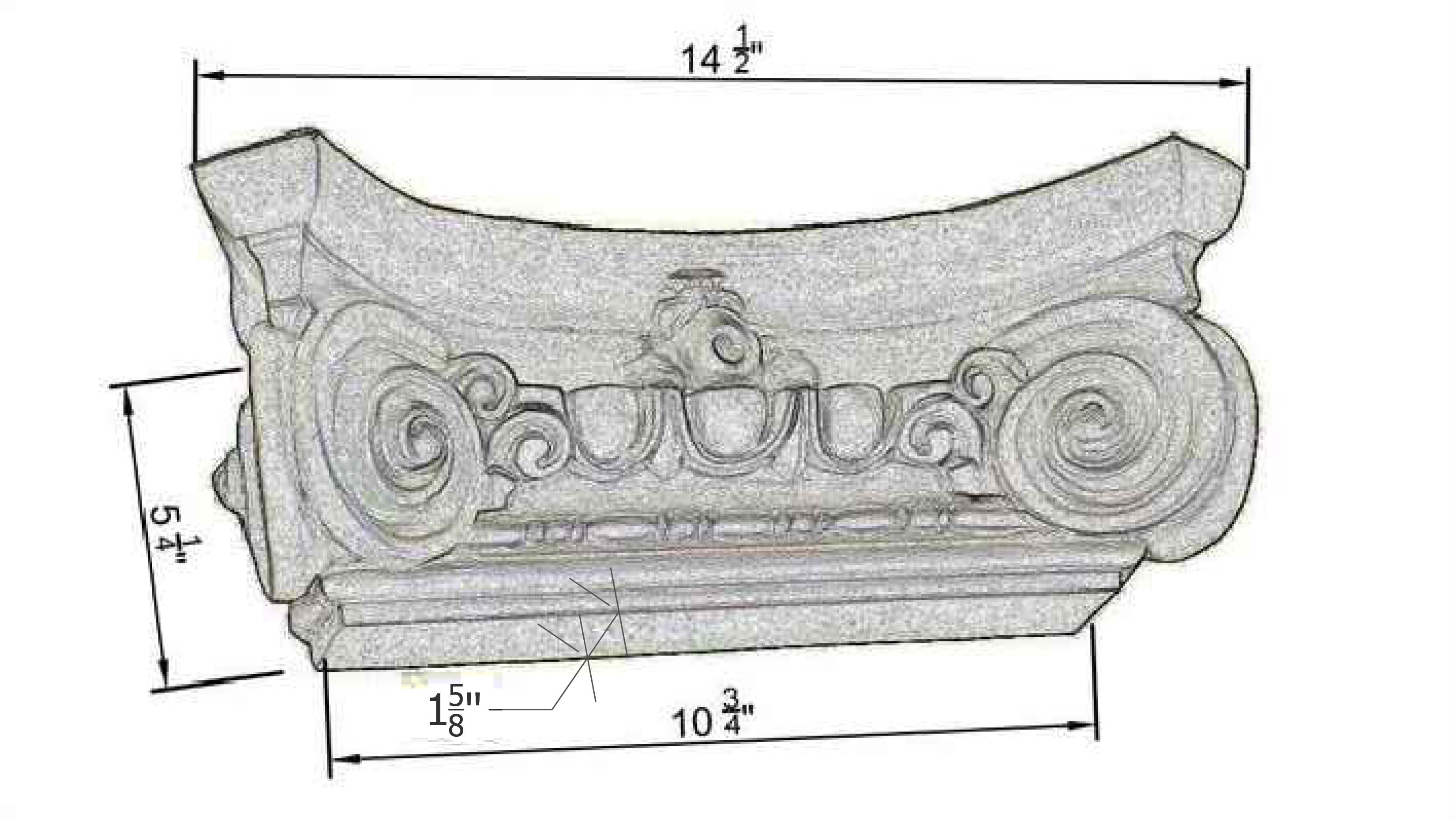 Ionic Flat Pilaster Capital 10"