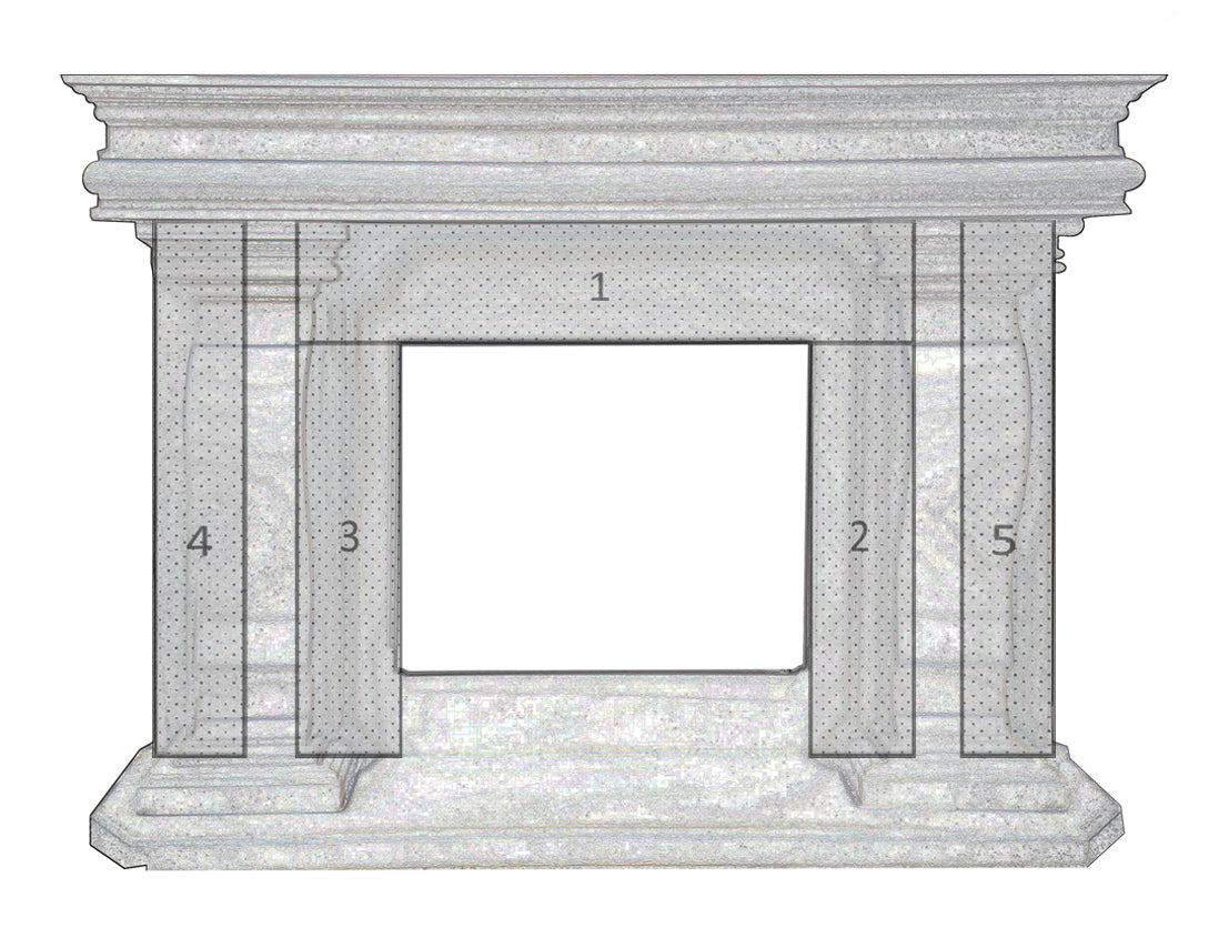 5 Pieces side of fireplace mantel